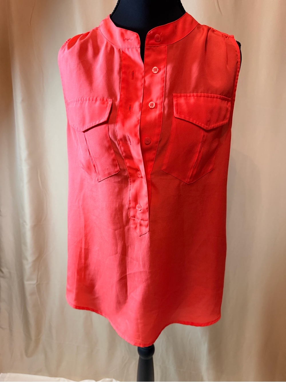 J. Crew Coral Sleeveless Button-Front Blouse
